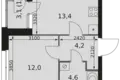 Appartement 1 chambre 36 m² Moscou, Russie