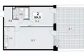 2 room apartment 60 m² Kommunarka, Russia