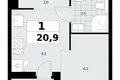 Wohnung 1 zimmer 21 m² Kommunarka, Russland