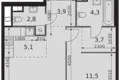 2 room apartment 45 m² Moscow, Russia