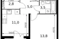 1 room apartment 38 m² Leninsky District, Russia