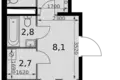 2 room apartment 58 m² Moscow, Russia