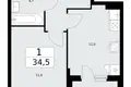 Квартира 1 комната 35 м² район Коммунарка, Россия