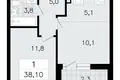 Mieszkanie 2 pokoi 38 m² Vsevolozhsk, Rosja