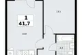 Квартира 1 комната 42 м² район Троицк, Россия