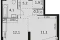 1 room studio apartment 35 m² Moscow, Russia