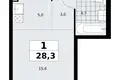 Wohnung 1 zimmer 28 m² Kommunarka, Russland