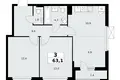 3 room apartment 63 m² Kommunarka, Russia