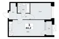 1 room apartment 44 m² Kommunarka, Russia