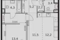 2 room apartment 55 m² Moscow, Russia
