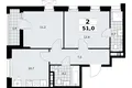 2 room apartment 51 m² Kommunarka, Russia