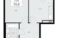 Apartamento 1 habitación 36 m² Kommunarka, Rusia