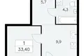 Mieszkanie 1 pokój 33 m² Moskwa, Rosja