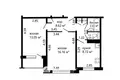 2 bedroom apartment 51 m² Minsk, Belarus