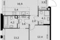 Mieszkanie 3 pokoi 66 m² Moskwa, Rosja
