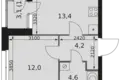 Apartamento 1 habitación 36 m² Moscú, Rusia