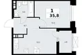 Mieszkanie 1 pokój 36 m² Kommunarka, Rosja