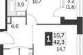 1 bedroom apartment 37 m² Moscow, Russia