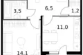 Apartamento 1 habitación 38 m² Moscú, Rusia