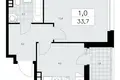 1 room apartment 34 m² Kommunarka, Russia