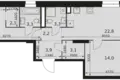 2 room apartment 69 m² Moscow, Russia