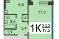 Apartment 34 m² Nizhny Novgorod, Russia