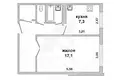 1 room apartment 37 m² Muchaviecki sielski Saviet, Belarus
