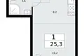 Квартира 1 комната 25 м² район Коммунарка, Россия