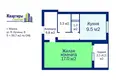 1 room apartment 38 m² Minsk, Belarus