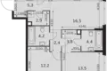 3 room apartment 74 m² Moscow, Russia