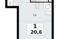 Квартира 1 комната 21 м² район Внуково, Россия