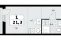 1 room apartment 21 m² Kommunarka, Russia