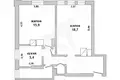 2 room apartment 57 m² Lyscycki sielski Saviet, Belarus