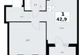 Appartement 1 chambre 43 m² Troïtsk, Russie