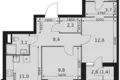 Квартира 2 комнаты 56 м² Москва, Россия