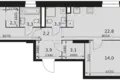 Apartamento 3 habitaciones 69 m² Moscú, Rusia