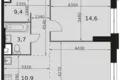 2 room apartment 57 m² Moscow, Russia