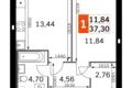 Mieszkanie 1 pokój 37 m² Odincovskij gorodskoj okrug, Rosja