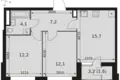 Квартира 2 комнаты 53 м² Москва, Россия