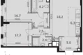 3 room apartment 66 m² Moscow, Russia