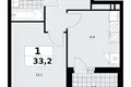 1 room apartment 33 m² Kommunarka, Russia