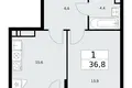 Wohnung 1 zimmer 37 m² Kommunarka, Russland