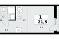 1 room apartment 22 m² Kommunarka, Russia