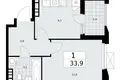 Mieszkanie 1 pokój 34 m² Kommunarka, Rosja