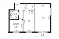 2 bedroom apartment 43 m² Minsk, Belarus