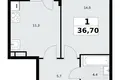Mieszkanie 1 pokój 37 m² Wnukowo, Rosja