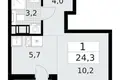 Apartamento 1 habitación 24 m² Krasnoye Selo, Rusia