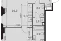 2 room apartment 56 m² Moscow, Russia