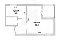1 room apartment 46 m² Muchaviecki sielski Saviet, Belarus