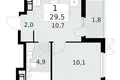 Квартира 1 комната 30 м² Красное Село, Россия